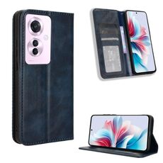 Per OPPO Reno11 PJH110 Custodia per telefono in pelle con fibbia magnetica e texture retrò (blu)