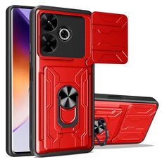 Per Xiaomi Redmi 13 4G Global Sliding Camshield TPU+PC Custodia per telefono con slot per schede (rosso)