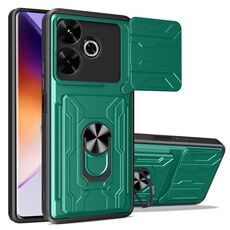 Per Xiaomi Redmi 13 4G Global Sliding Camshield TPU+PC Custodia per telefono con slot per schede (verde scuro)