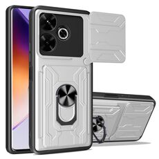 Per Xiaomi Redmi 13 4G Global Sliding Camshield TPU+PC Custodia per telefono con slot per schede (bianco)