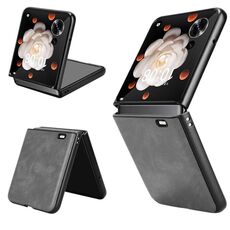 Custodia per telefono con retro in tessuto Litchi per Honor Magic V Flip (grigio)