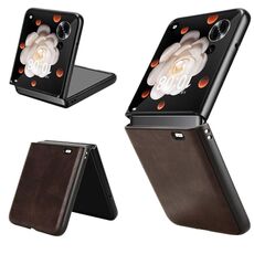 Custodia per telefono con retro in tessuto Litchi per Honor Magic V Flip (marrone)