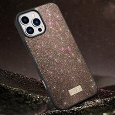 Per iPhone 16 Pro Max SULADA Custodia per telefono in pelle fatta a mano con TPU ibrida in PC glitterato (colorata)