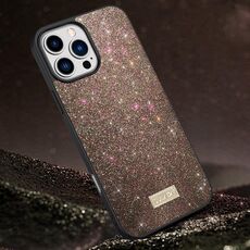 Per iPhone 16 Pro SULADA Custodia per telefono in pelle fatta a mano in TPU ibrida per PC glitterata (colorata)
