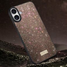 Per iPhone 16 Plus SULADA Custodia per telefono in pelle fatta a mano in TPU ibrida per PC glitterata (colorata)