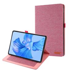 Per Xiaomi Redmi Pad SE 8.7 4G Custodia in tessuto e pelle per tablet (rosso rosa)