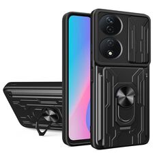 Per Honor X7b Custodia per telefono scorrevole Camshield TPU+PC con slot per schede (nero)
