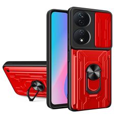 Per Honor X7b Custodia per telefono scorrevole Camshield TPU+PC con slot per schede (rosso)