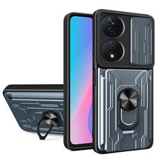 Per Honor X7b Custodia per telefono scorrevole Camshield TPU+PC con slot per schede (grigio)