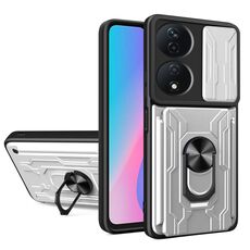 Per Honor X7b Custodia per telefono scorrevole Camshield TPU+PC con slot per schede (bianco)
