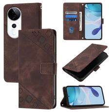 Per vivo S19 Pro Custodia in pelle goffrata effetto pelle (marrone)