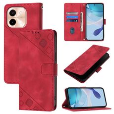 Per vivo Y28 4G Custodia in pelle goffrata con effetto pelle (rosso)