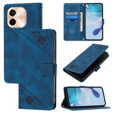 Per vivo Y28 4G Custodia in pelle goffrata con effetto pelle (blu)