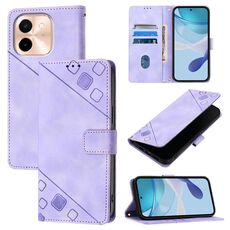 Per vivo Y28 4G Custodia in pelle goffrata con effetto pelle (viola chiaro)