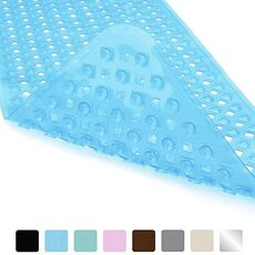 Tappetino da bagno antiscivolo Tappetini da bagno con taglio diamantato con fori di scarico e ventosa 88 x 40 cm (blu trasparente)