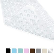 Tappetino da bagno antiscivolo Tappetini da bagno con taglio diamantato con fori di scarico e ventosa 88 x 40 cm (trasparente)