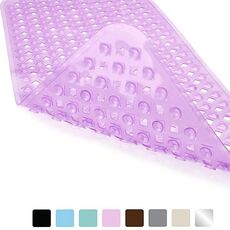 Tappetino da bagno antiscivolo Tappetini da bagno con taglio diamantato con fori di scarico e ventosa 88 x 40 cm (viola trasparente)