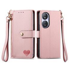 Custodia per telefono in pelle con cordino per cerniera Love For Honor Play 50 Plus (rosa)