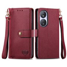 Custodia per telefono in pelle con cordino e cerniera per Honor Play 50 Plus Love (rossa)