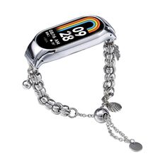 Per Xiaomi Mi Band 8 Bracciale con perline Cinturino in metallo (argento + perlina singola)