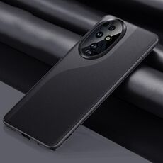Custodia per telefono antiurto all-inclusive in pelle tinta unita per Honor 200 Pro (nera)
