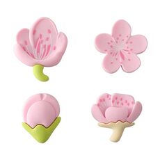 4 pezzi/set adesivi per frigorifero con fiori rustici freschi, pasta decorativa con tulipano magnetico (rosa)