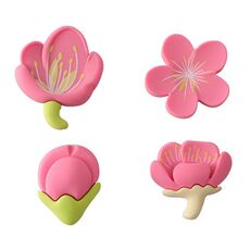 4 pezzi/set adesivi per frigorifero con fiori rustici freschi, pasta decorativa a tulipano magnetico (rosso pesca)