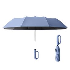 Ombrello da sole pieghevole unisex completamente automatico per pioggia o sole, stile: blu in avanti 125 cm