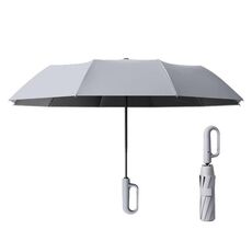 Ombrello da sole pieghevole unisex completamente automatico per pioggia o sole, stile: grigio avanti 125 cm