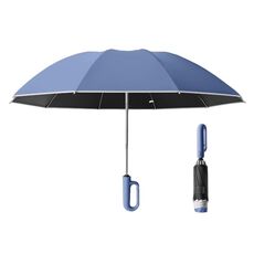 Ombrello da sole pieghevole unisex completamente automatico per pioggia o sole, stile: blu inverso 105 cm