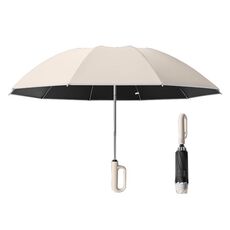 Ombrello completamente automatico per pioggia o sole, pieghevole, unisex, per parasole, stile: beige invertito, 125 cm.
