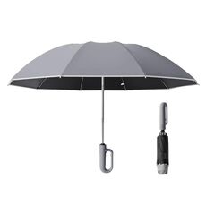Ombrello da sole pieghevole unisex completamente automatico per pioggia o sole, stile: grigio inverso 125 cm