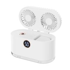WT-818 Raffreddatore per umidificazione con luce notturna con display digitale intelligente a spruzzo a doppia foglia (bianco)