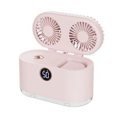 WT-818 Raffreddatore per umidificazione con luce notturna con display digitale intelligente a spruzzo a doppia foglia (rosa)