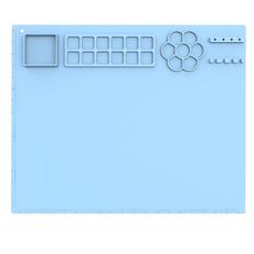 Tappetino per pittura in silicone 50x40 cm con tappetino artistico porta vernice per disegnare argilla (blu cielo)