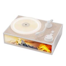 Diffusore per giradischi in vinile con pittura leggera, altoparlante Bluetooth senza fili (bianco elegante)