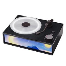 Diffusore per giradischi in vinile con pittura luminosa, altoparlante wireless Bluetooth (nero)