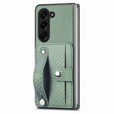 Per Samsung Galaxy Z Fold6 Custodia per cellulare con supporto per carta da polso con supporto per carte (verde)