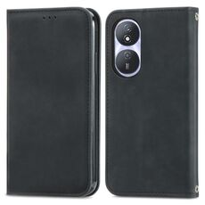 Per Honor Play 50 Plus Custodia per telefono in pelle con vibrazione magnetica retrò Skin Feel (nera)