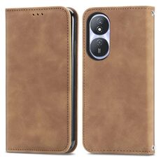 Per Honor Play 50 Plus Custodia per telefono in pelle con vibrazione magnetica retrò Skin Feel (marrone)