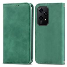 Custodia per telefono in pelle con vibrazione magnetica Global Retro Skin Feel per Honor 200 Lite (verde)
