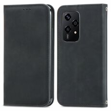 Custodia per telefono in pelle magnetica con chiusura a scatto per Honor 200 Lite Global Retro Skin Feel (nera)