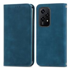 Custodia per telefono in pelle magnetica Flip For Honor 200 Lite Global Retro Skin Feel (blu)