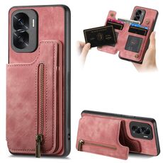 Per Honor X50i / 90 Lite Retro Custodia in pelle con cerniera e portafoglio posteriore per telefono (rosa)