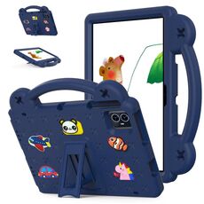 Per Teclast M50 HD 10.1 / M50 Pro 10.1 2023 Maniglia Cavalletto Custodia per tablet antiurto EVA per bambini (blu navy)