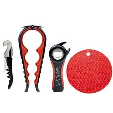 Apribottiglie multifunzionale 4 in 1 Apribottiglie a risparmio domestico Stile 1 (Nero Rosso)