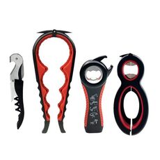 Apribottiglie multifunzionale 4 in 1 Apribottiglie a risparmio domestico Stile 2 (Nero Rosso)