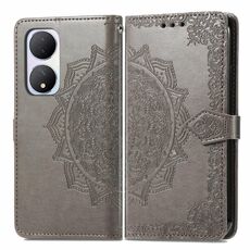 Per vivo Y100 IDN Mandala Fiore Custodia in pelle goffrata (grigio)