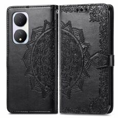 Per vivo Y100 IDN Mandala Fiore Custodia in pelle goffrata (Nero)