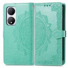 Custodia per telefono in pelle con motivo floreale in rilievo IDN per vivo Y100 (verde)